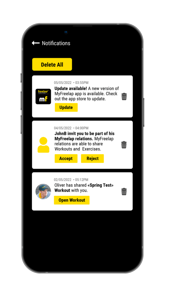Notifications - MyFreelap