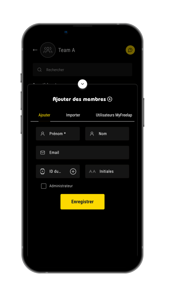 MyFreelap 7 - Ajouter un membre