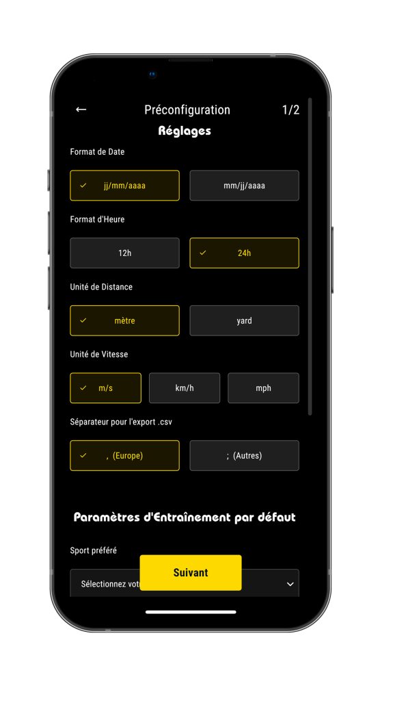 MyFreelap 7 - Préconfiguration